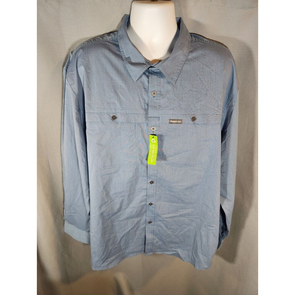Wrangler Performance Classic Fit Blue Button Down Long Sleeve 3XL - Picture 1 of 5